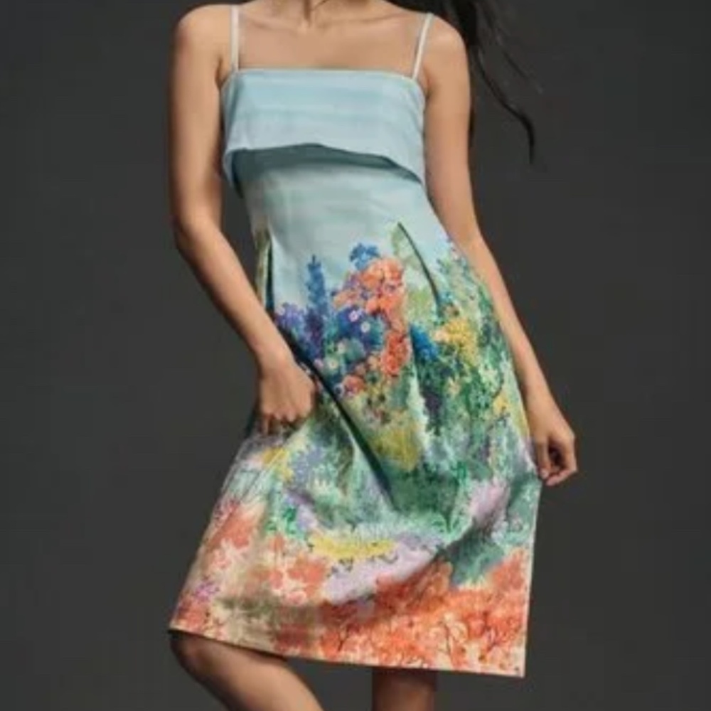 Anthropologie Spaghetti Strap Floral Dress
